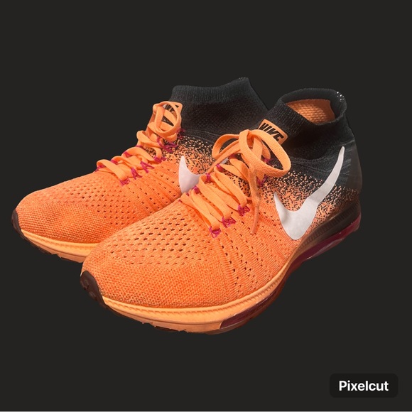 Nike flynit women size 10 orange black gym running walking training sneakers - Picture 2 of 9